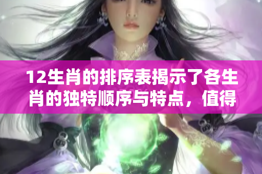 12生肖的排序表揭示了各生肖的独特顺序与特点，值得仔细研究。