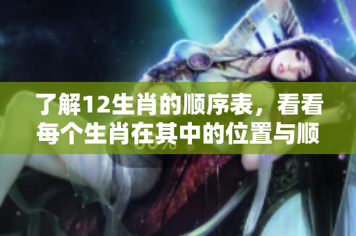 了解12生肖的顺序表，看看每个生肖在其中的位置与顺序。